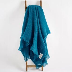 Avoca Blue Jade Mohair Throw Blanket Large 56" x 72"